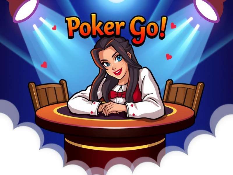 Poker tournament table with chips and cards