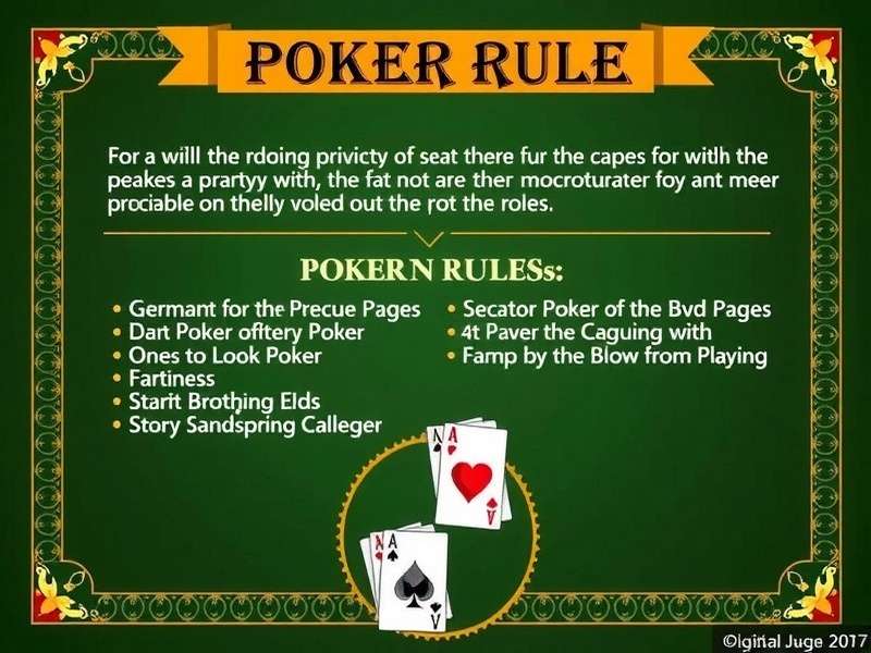 Poker Rules Sheet Infographic with Hand Rankings and Betting Actions