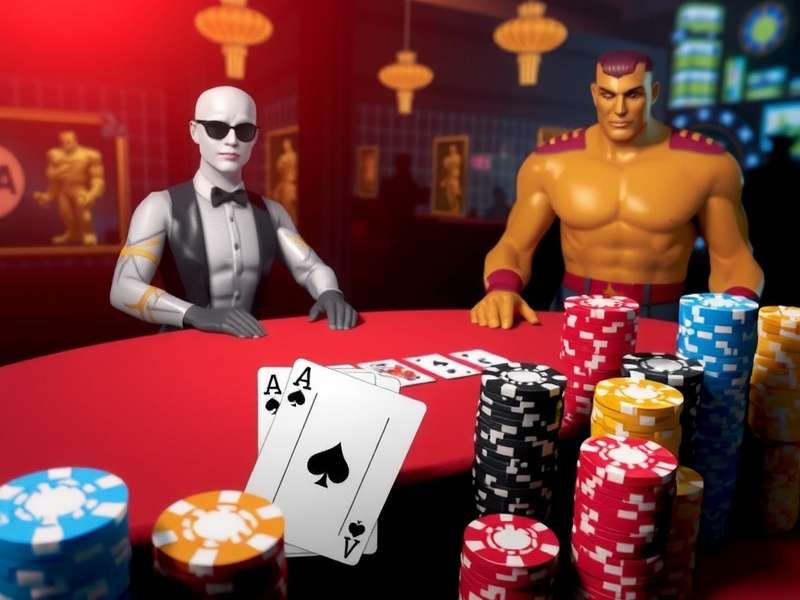 People playing poker with chips and cards on a table