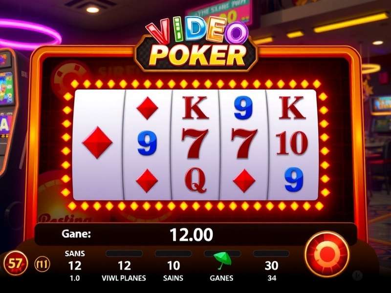 Video Poker machine screen displaying a royal flush hand in a modern Indian casino lounge